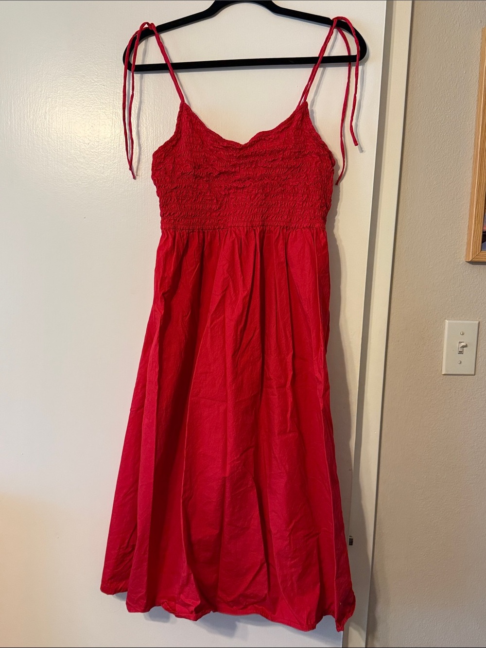 Divided Red Tie-Shoulder Maxi Dress